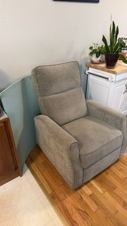 Gray/Green Upholstered Recliner Armchair