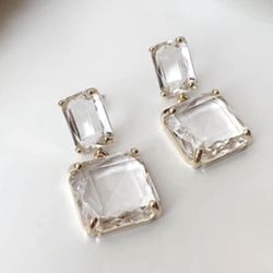 Shiny Crystal Drop Earrings - Hypoallergenic 