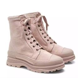 New FREE PEOPLE Canvas Camp Out Combat Lace Up Boots in Natural Beige Powder Color (EU 39, US 8.5)
