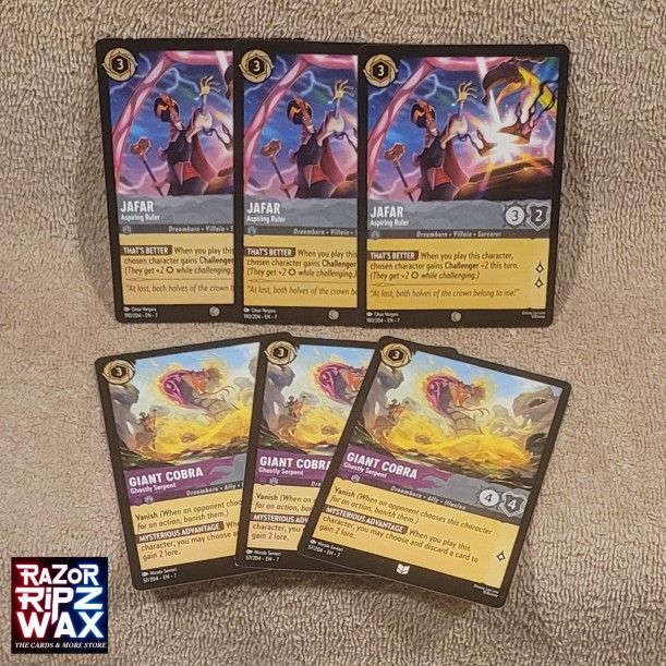LOT (6) DISNEY LORCANA TCG CARDS REGULAR ARCHAZIA'S ISLAND MINT