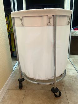 Commercial-Style Rolling Laundry Hamper / Canvas Cart on Wheels