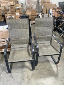 Assembled New Patio Dining Chairs Set of 2 Outdoor Padded Textilene Patio Chairs