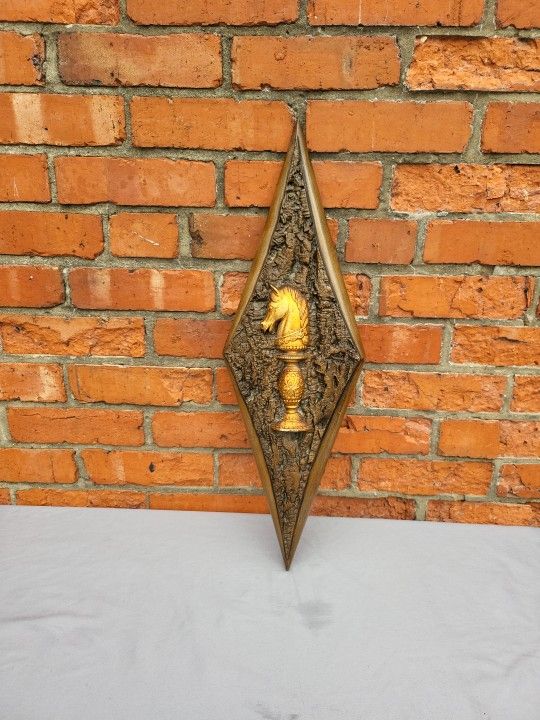 Burwood Vintage Diamond Shaped Chess Piece MCM Wall Hanging Made In The USA