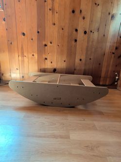 Wooden rocking boat and bridge