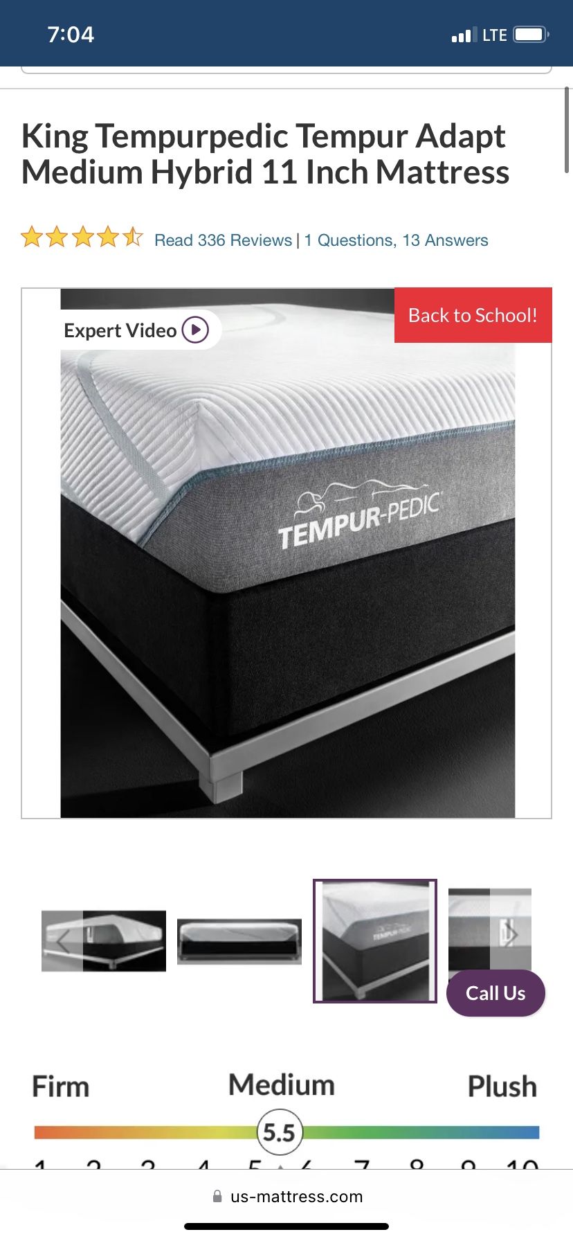 Mattress Tempur Pedic Adapt Medium King Size