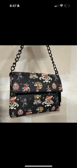 Ed Hardy Tattoo Print Chain Shoulder Bag