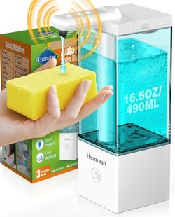 16.5oz Rechargeable and Touchless Liquid Dish Soap Dispenser with Non-Slip Base & 3 Adjustable Levels, Automatic Hand Soap Dispenser for Bathroom, Kit