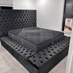 Brand New Velvet Bed Frame With Speakers- Finance Available Only $39 Down. 