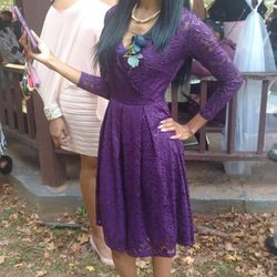 Purple Lace Long sleeve Dress