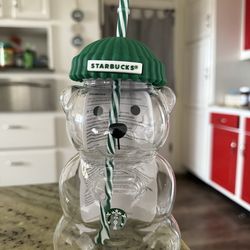 Starbucks  glass teddy bear cup
