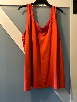 Orange Lace Trim Tank Top