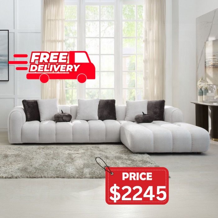 Brand new Ivory White Sectional Sofa - Modern White Sectional Sofa - Free Delivery ✅