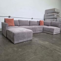 🚚 Thomasville Fallon Modular Sectional 6-piece Gray with Ottoman