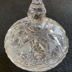 Vintage Cute Crystal Footed Dish With Lid 