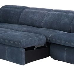 3 Piece Microfiber Power-Reclining Sectional W/ Pop Up Sleeper And Storage