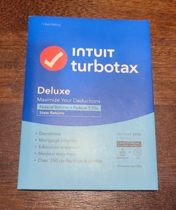 Intuit TurboTax Deluxe 2023 Federal Returns
+State +Federal E-File