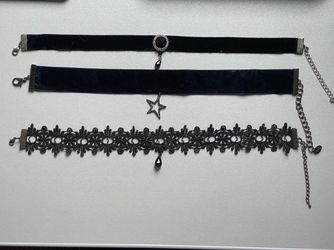 Bundle of Three Classic Elegant Black Velvet/Lace Choker Necklace