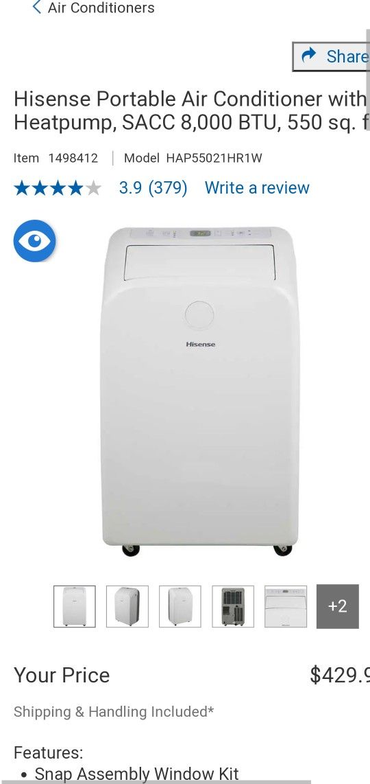 Rarely Used Portable Air Conditioner bought from Costco