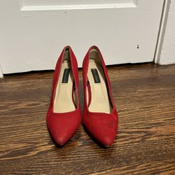 Red Suede Pumps