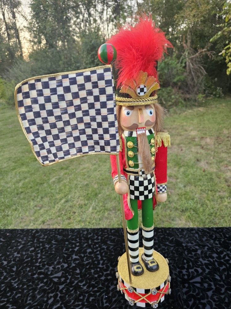 $175.00 - 2FT Christmas Nutcracker By Designer Mackenzie-Childs! Gorgeous Craftmanship/High End Christmas Decor!