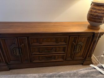 Vintage Solid Wood Dresser - Warm Brown Finish