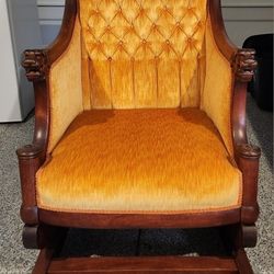 Antique Carved Lion Head Rocking Chair