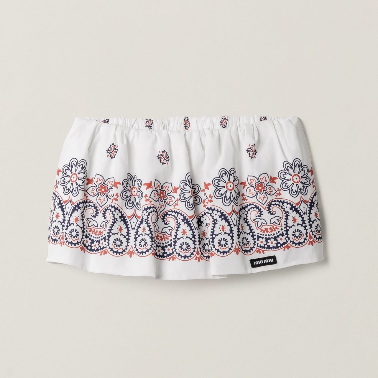 Miu Miu Slubbed Poplin Skirt With Print