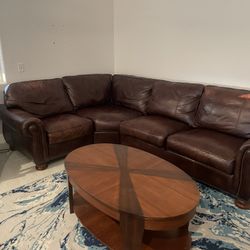 Thomasville brown leather couch