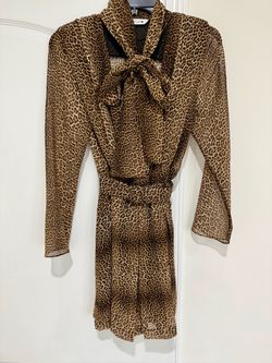 Zara Leopard Print Sheer Dress with Bow/Belt