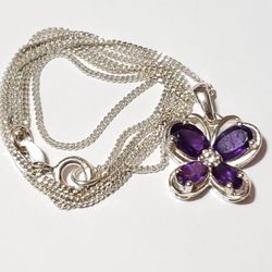 Sterling Silver Butterfly Amethyst Pendant