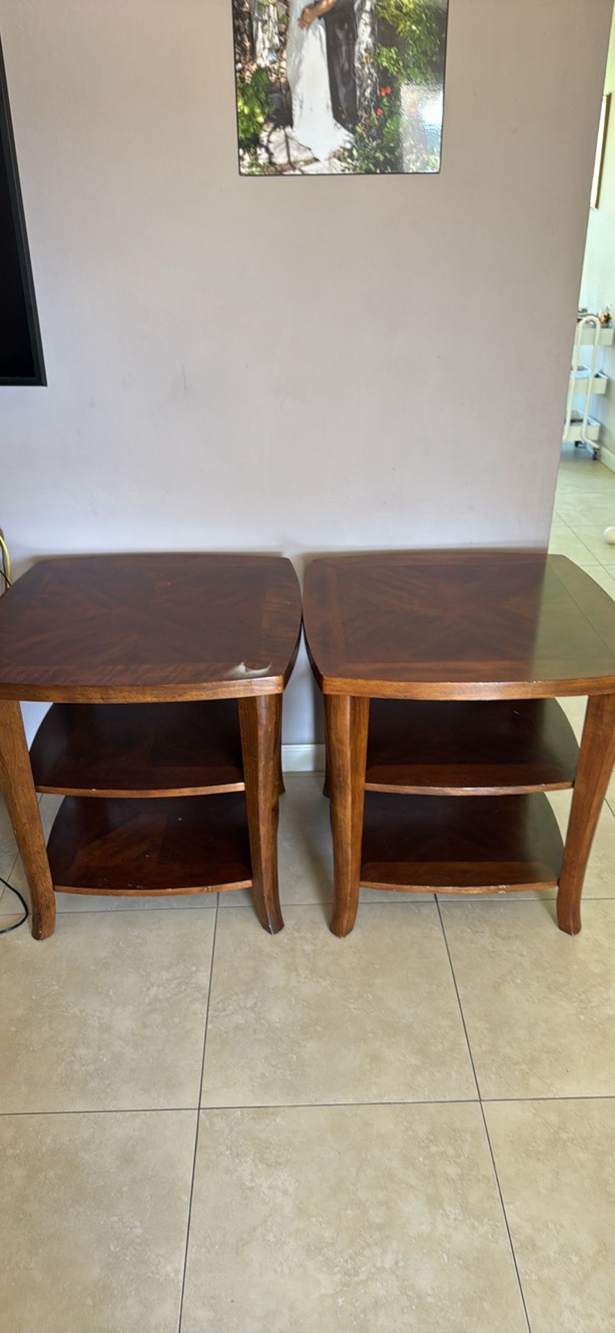 Heavy Wood Coffee Tables 26” Wide At Top By 26.5”height