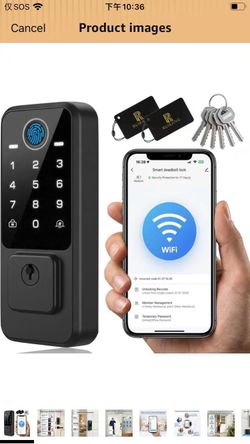WiFi Smart Door Lock - Keyless Entry Door Lock for Front Door, Fingerprint Door Lock with App Control, 5-in-1 Touchscreen Deadbolt with 6 Keys & 2 NFC
