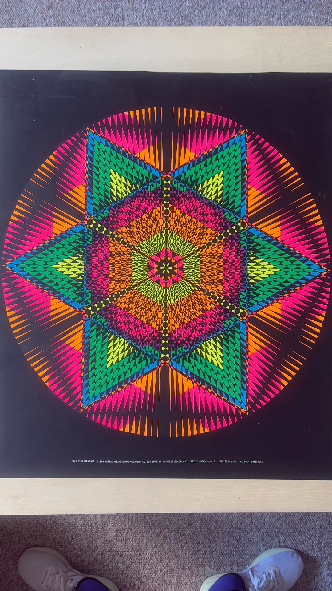 1968 Black light Star Mandala Poster