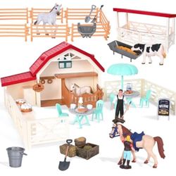 New 71 Piece Horse Stable Toy Play Set