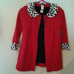 Girl’s Two-piece Red Coat And Black Shirt Size S