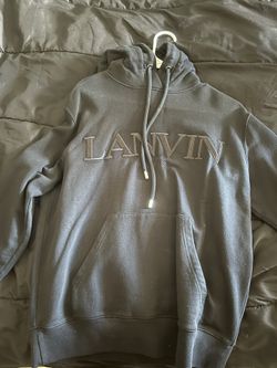 authentic lanvin embroidered black hoodie size small