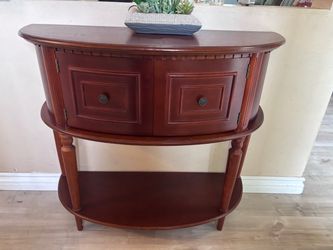 Half-Moon Entryway Console Cabinet – $60