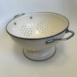 Colander Enamel Ivory White