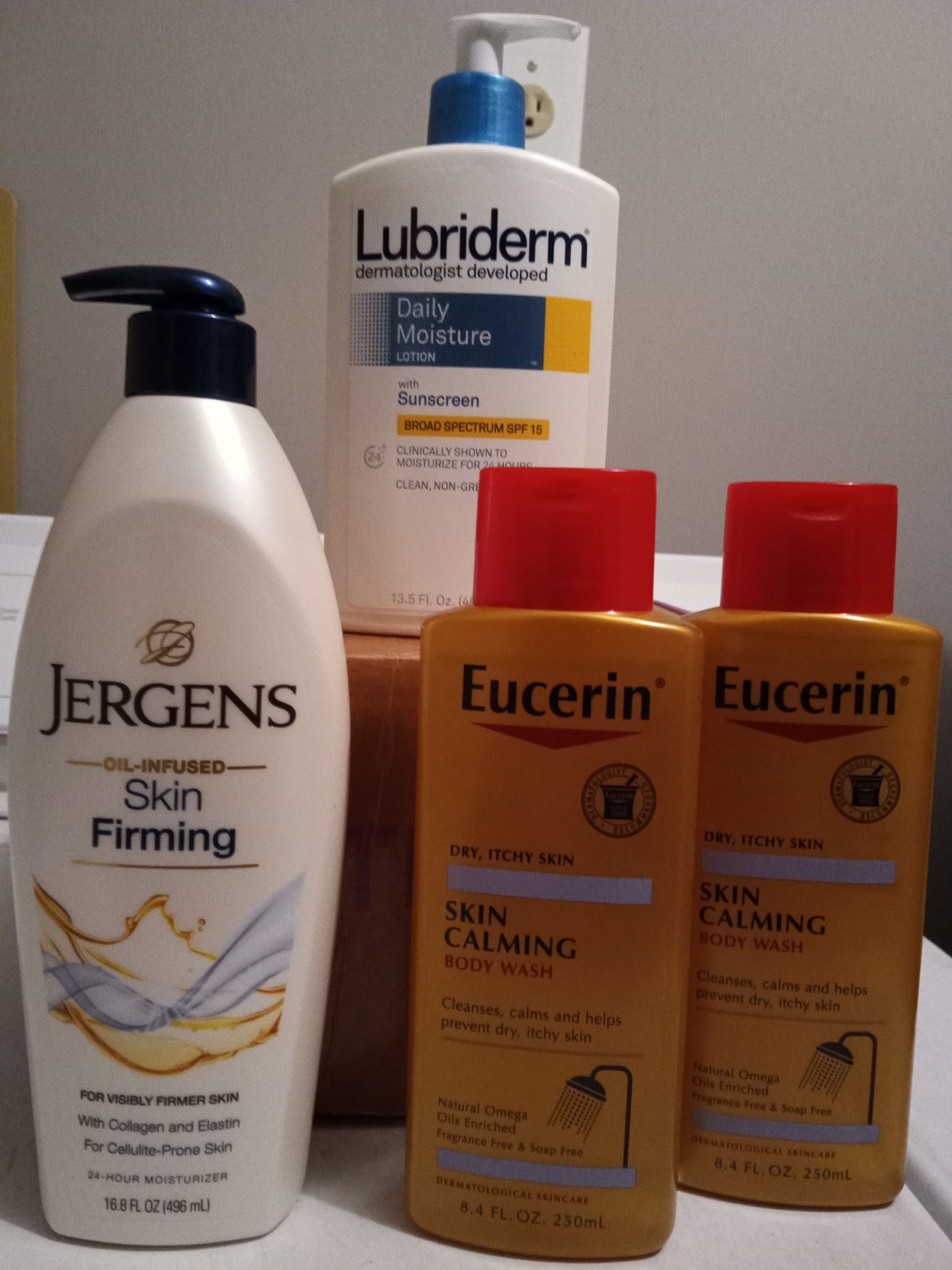 Eucerin Bodywash, Jergens and Lubriderm Lotions