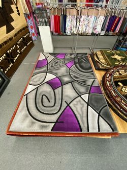 Purple and grey color area rug brand new thick quality
