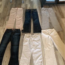 Lot consisting of six pairs of work pants and jeans for hip hugger boot cut lovers