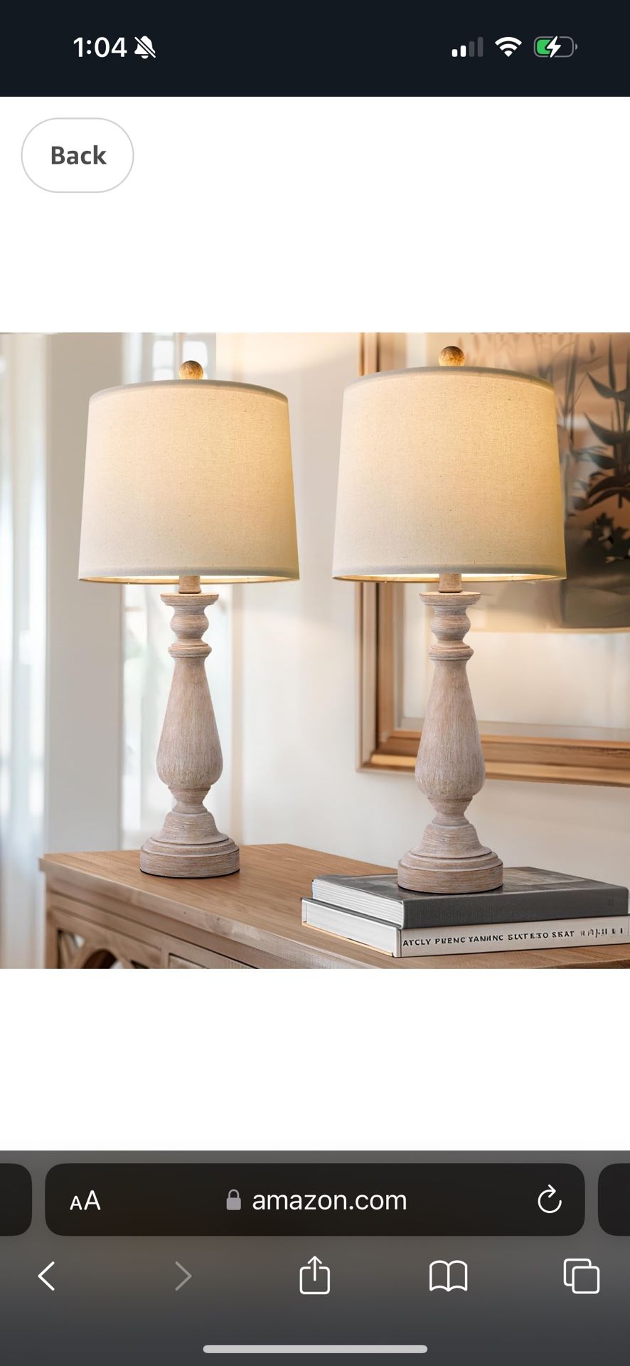 24.5" Mid Century Table Lamp Set of 2 for Living Room Farmhouse Linen Bedside Lamps for Bedroom Kids Room Dorm Office Rustic Lamps for End Table Nignt