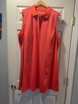 Lands' End Sleeveless Polo Active Dress Bike Shorts Deep Coral Womens 2X