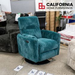 Contemporary Swivel Reclining Chair with Charging Ports