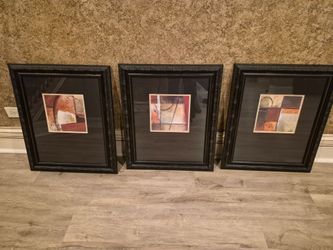 set of 3 framed abstract prints