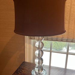 Pair of Lamps w/Silk SHades Heavy Glass Lamps 29”h Smoke free household