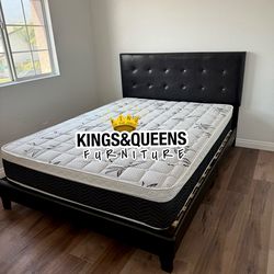 NEW QUEEN BED FRAME WITH MATTRESS