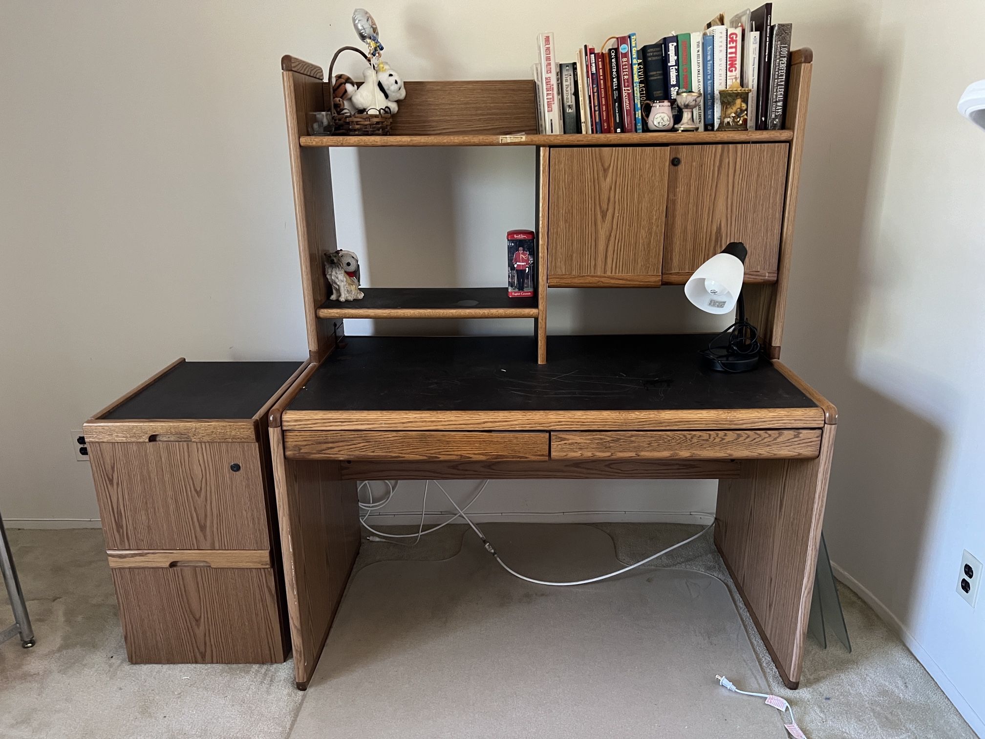 Computer Desk w/Hutch Plus Matching Filing cabinet