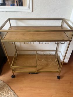 2 tier farmhouse metal bar cart