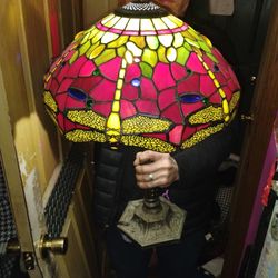 Tiffany Style Vintage Dragon Fly Lamp 